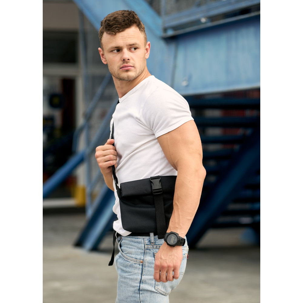 Чоловіча сумка через плече мессенджер Sambag MZH чорний тканева 20 × 25 см (70301065m)