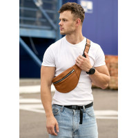 Чоловіча сумка на пояс бананка Sambag Soho BSS Натуральна руда шкіра (82113121wm)