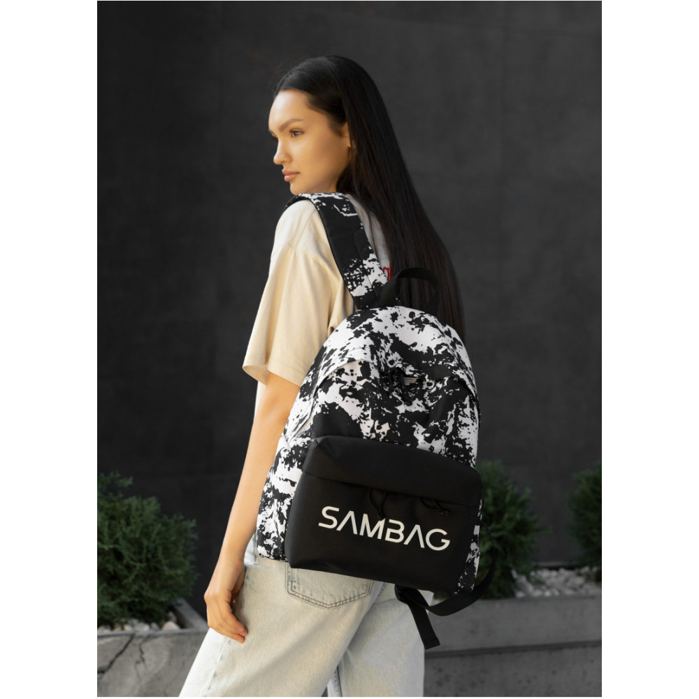 Женский рюкзак Sambag Active черный тканевый с принтом "split" 40 х 33 х 14 см (11811145)
