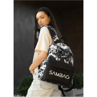Жіночий рюкзак Sambag Active чорний тканевий з принтом "split" 40 х 33 х 14 см (11811145)