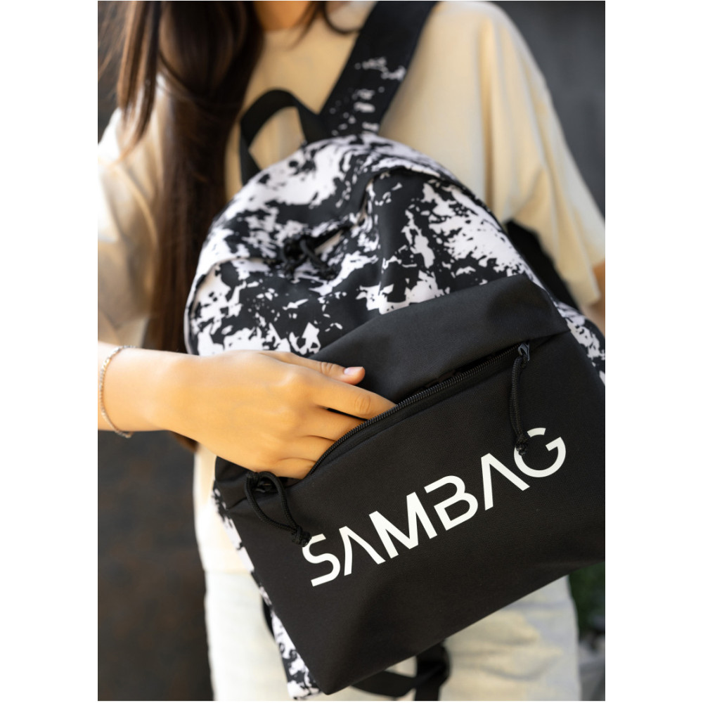 Женский рюкзак Sambag Active черный тканевый с принтом "split" 40 х 33 х 14 см (11811145)