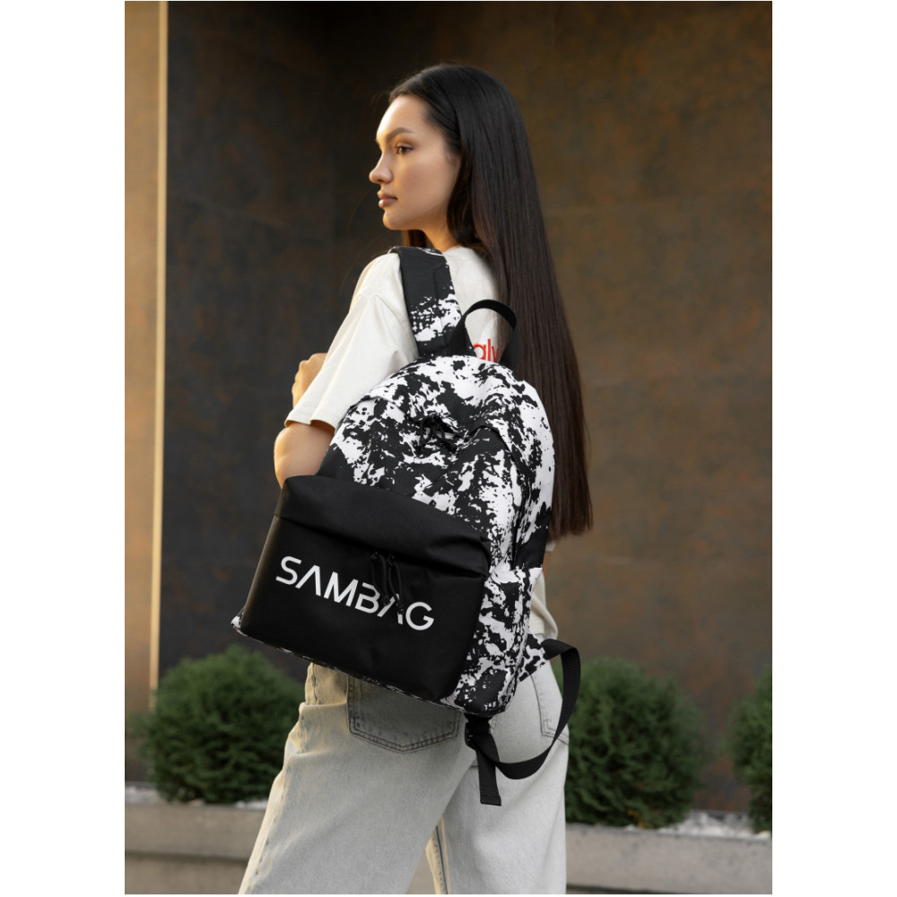 Женский рюкзак Sambag Active черный тканевый с принтом "split" 40 х 33 х 14 см (11811145)