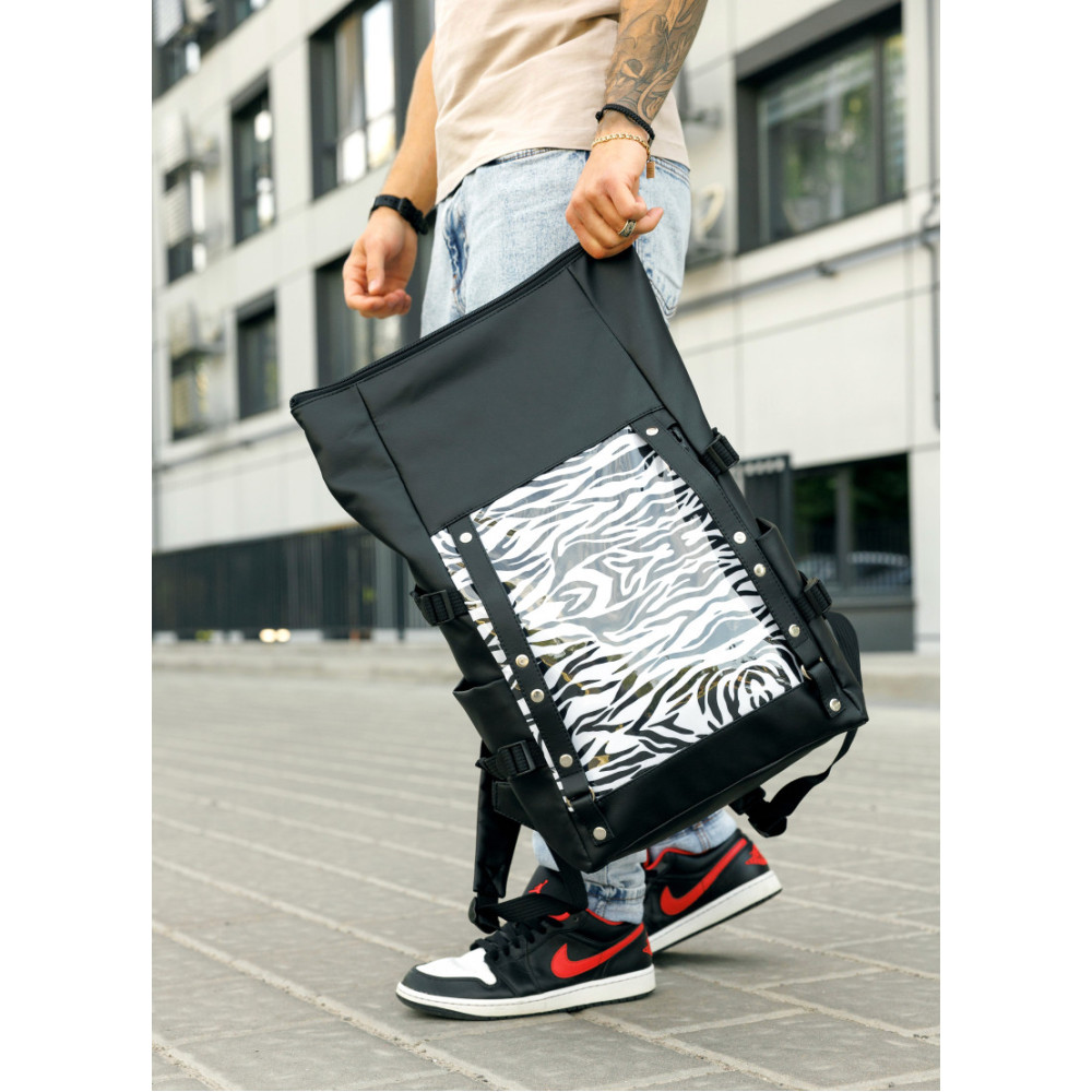 Рюкзак чоловічий Sambag RollTop Hacking чорний принт "Zebra" 41 х 30 х 16 см (24460146m)