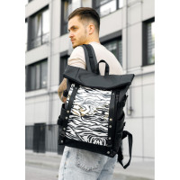 Рюкзак чоловічий Sambag RollTop Hacking чорний принт "Zebra" 41 х 30 х 16 см (24460146m)