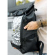 Рюкзак чоловічий Sambag RollTop Hacking чорний принт "Zebra" 41 х 30 х 16 см (24460146m)