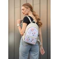 Жіночий рюкзак Sambag DALI з білим квітковим принтом 35 x 25 x 12 см (15379705)