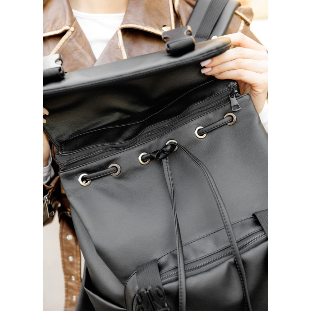Жіночий рюкзак ролл Sambag Loft Zard чорний 46 х 28 х 13 см (22618001)