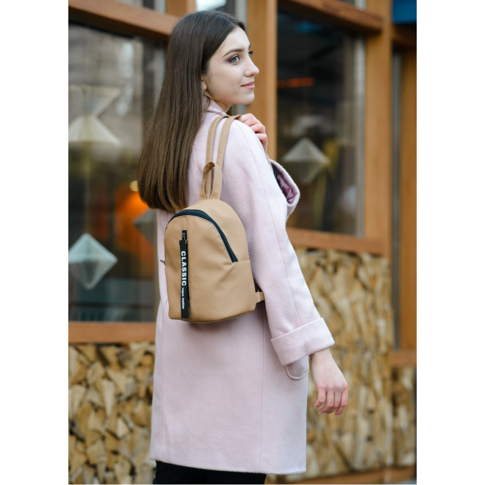 Женский рюкзак небольшой Sambag Mane City бежевый 24 х 19 х 10 см (18228026e)