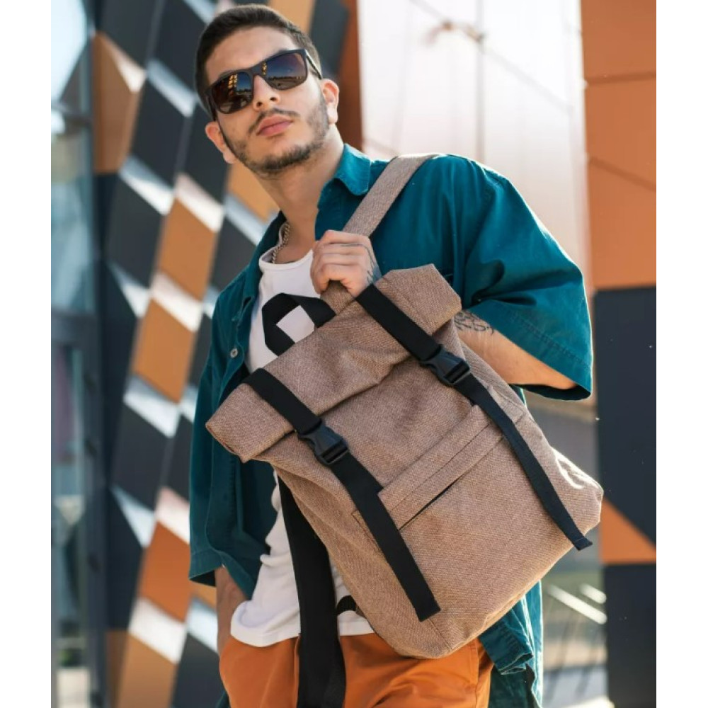 Чоловічий рюкзак Sambag RollTop Milton коричневий тканевий 41 х 30 х 16 см (24211069m)