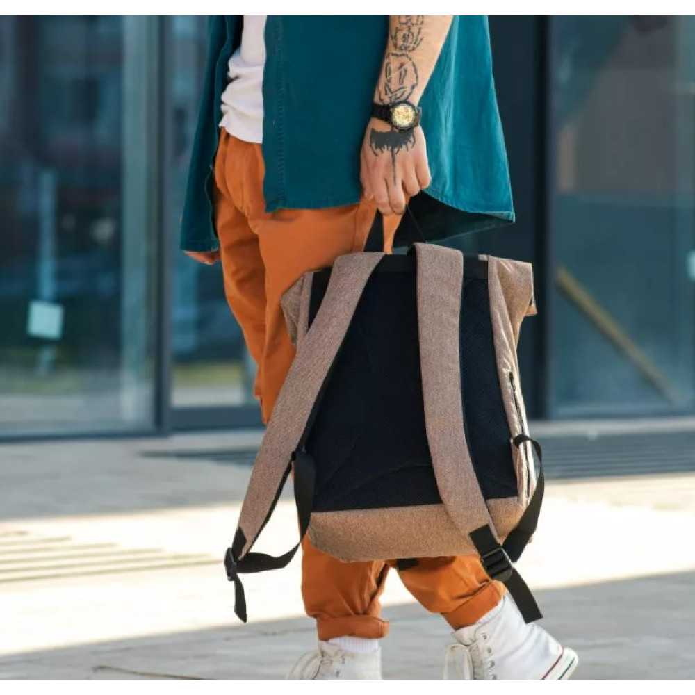 Чоловічий рюкзак Sambag RollTop Milton коричневий тканевий 41 х 30 х 16 см (24211069m)