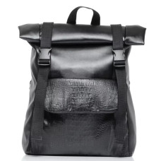 Рюкзак ролл Sambag унісекс RollTop Milton принт крокодила з клапаном чорний 41 х 30 х 16 см (24251070)