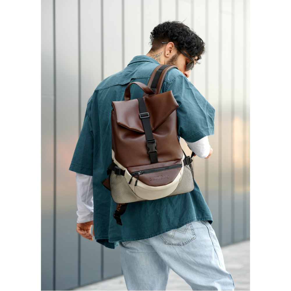 Чоловічий рюкзак Sambag RENEDOUBLE шоколадний 37 х 31 х 14 см (27151120rm)