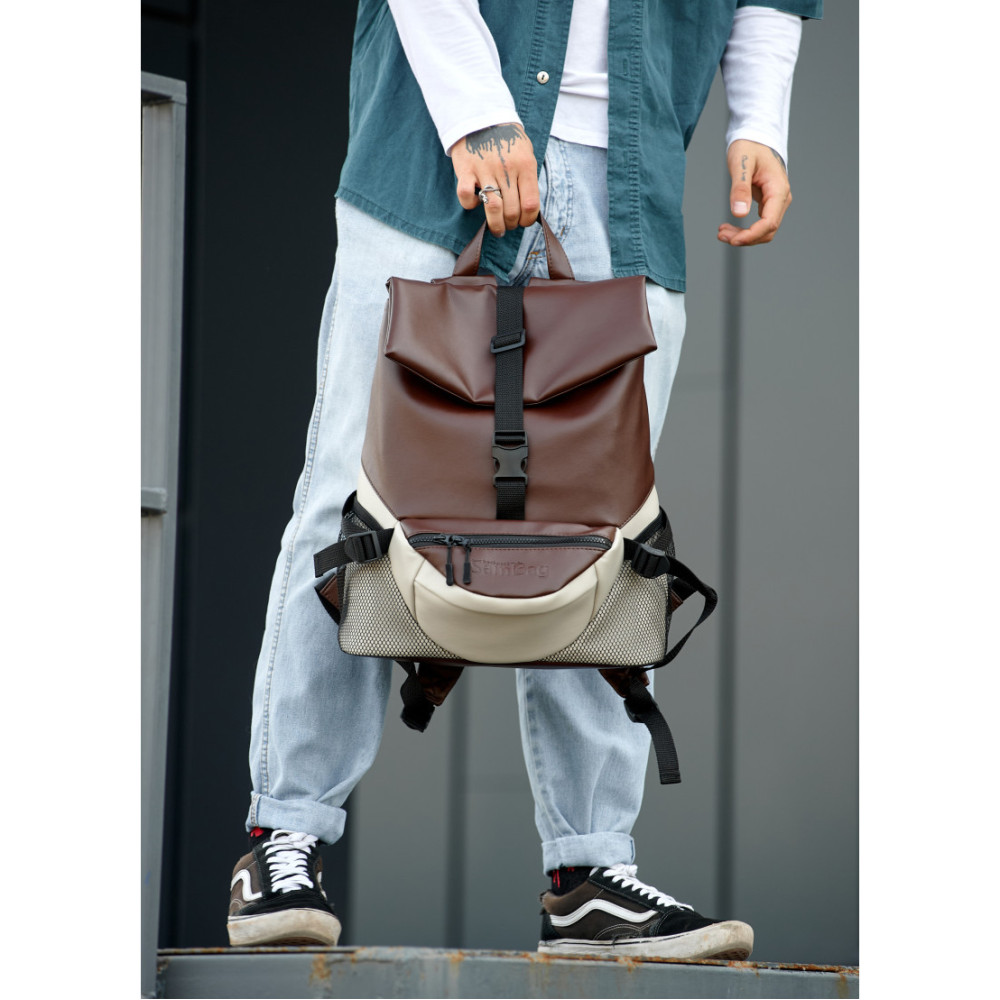 Чоловічий рюкзак Sambag RENEDOUBLE шоколадний 37 х 31 х 14 см (27151120rm)