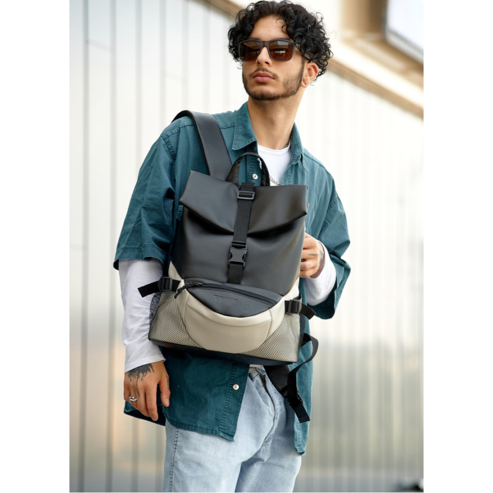 Чоловічий рюкзак Sambag RENEDOUBLE чорно-сірий 37 х 31 х 14 см (27151130rm)