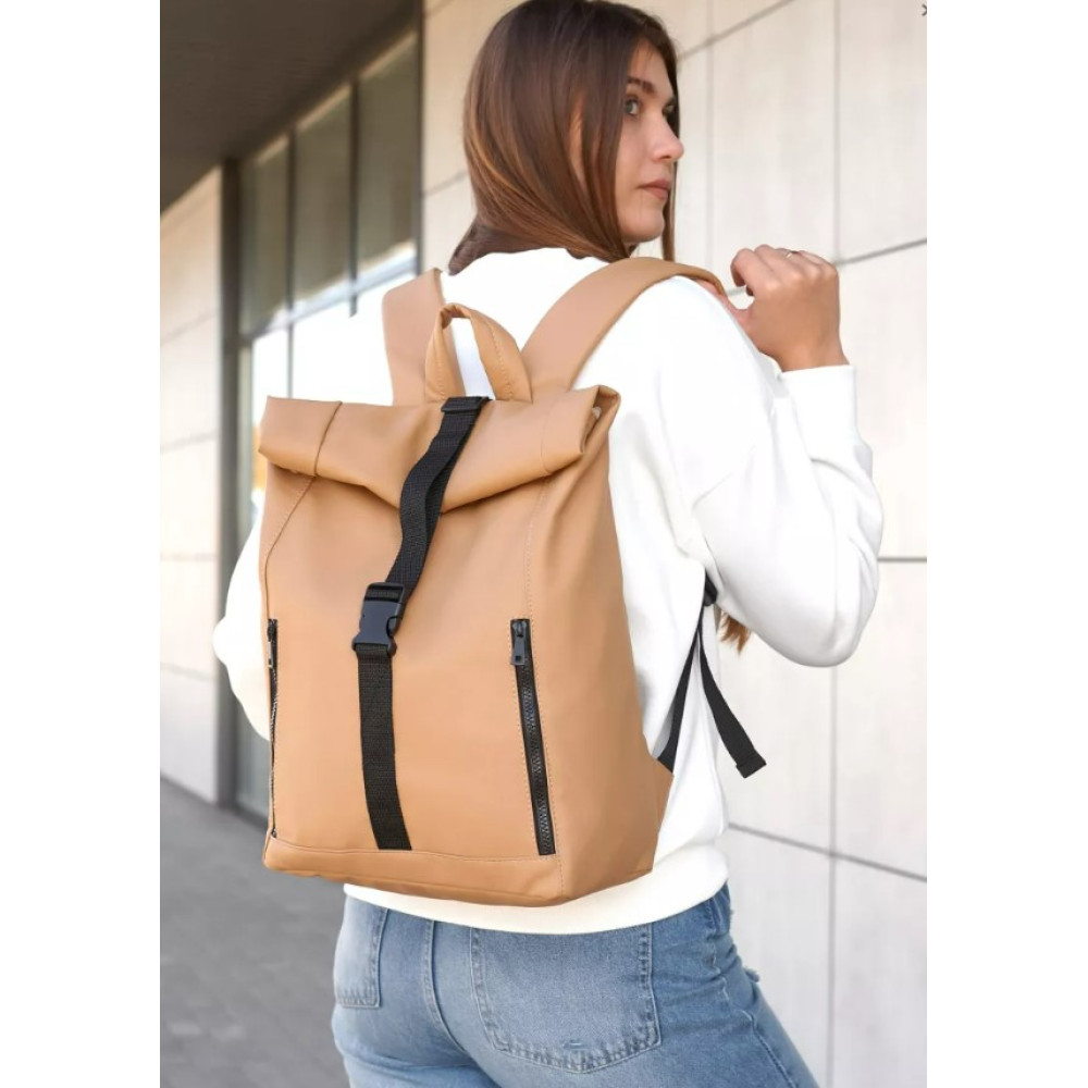 Жіночий рюкзак Sambag RollTop One бежевий 41 х 30 х 16 см (24208026)