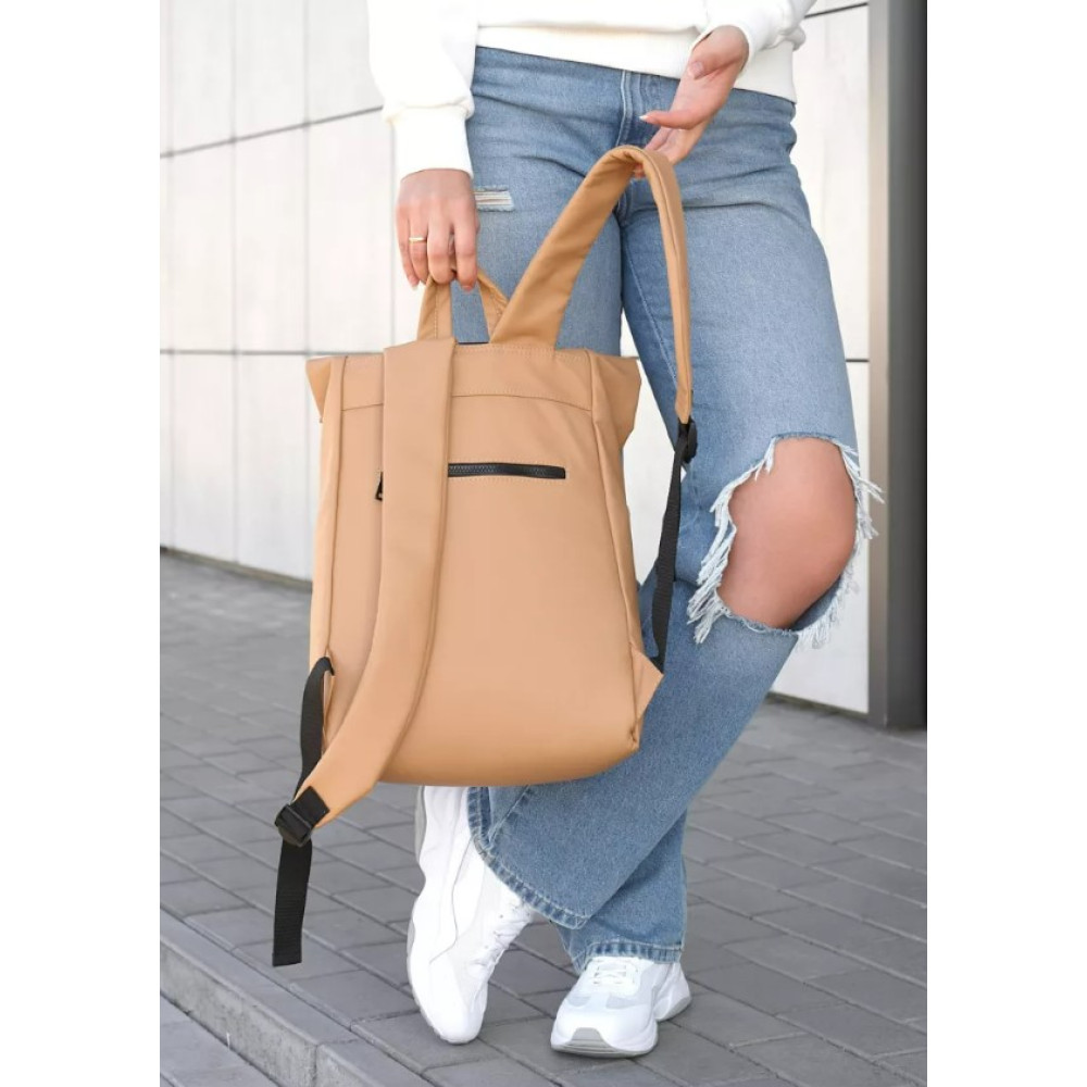 Жіночий рюкзак Sambag RollTop One бежевий 41 х 30 х 16 см (24208026)