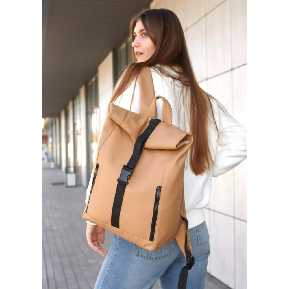 Жіночий рюкзак Sambag RollTop One бежевий 41 х 30 х 16 см (24208026)