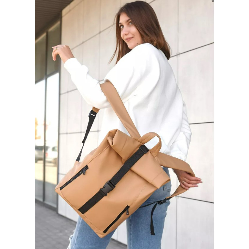 Жіночий рюкзак Sambag RollTop One бежевий 41 х 30 х 16 см (24208026)