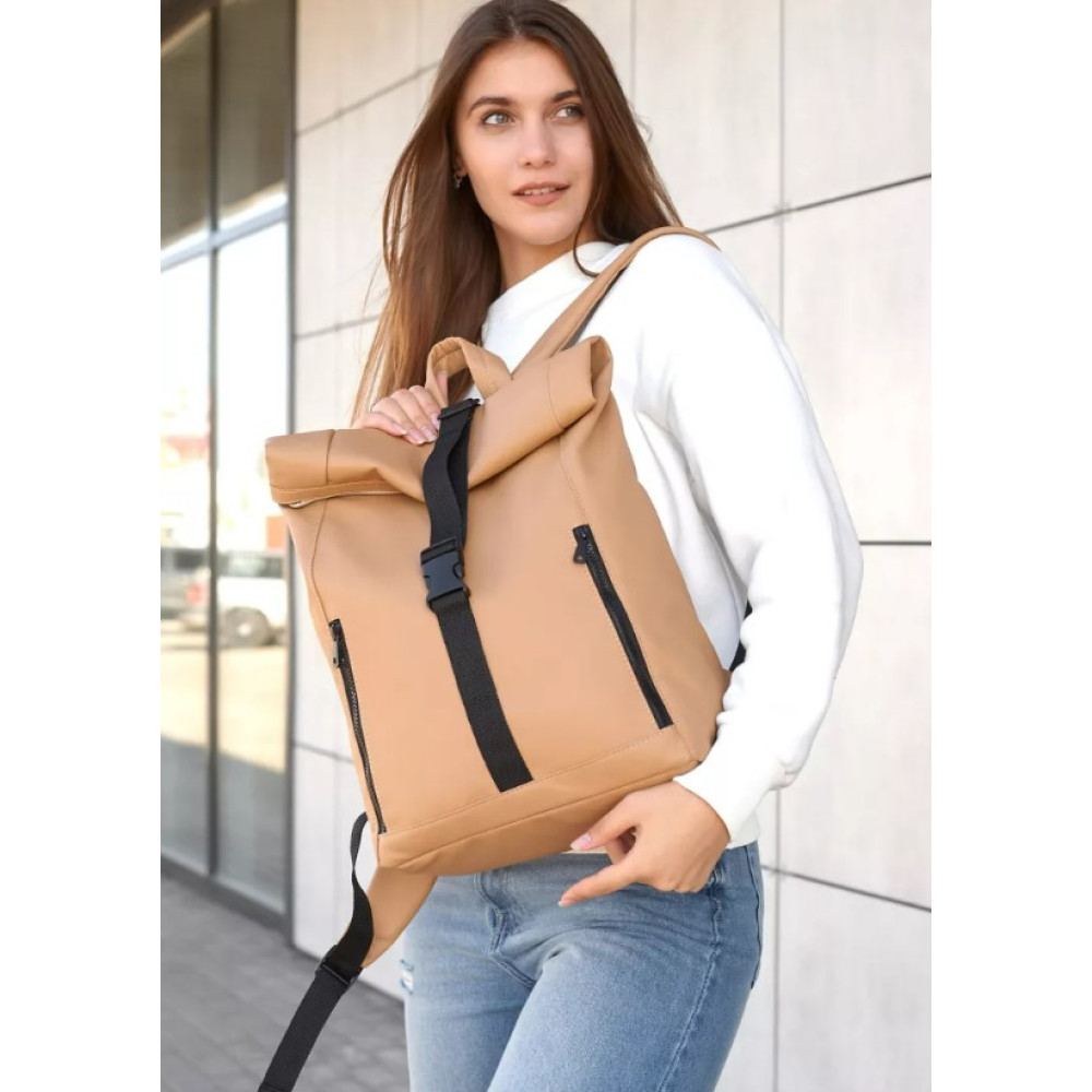 Жіночий рюкзак Sambag RollTop One бежевий 41 х 30 х 16 см (24208026)