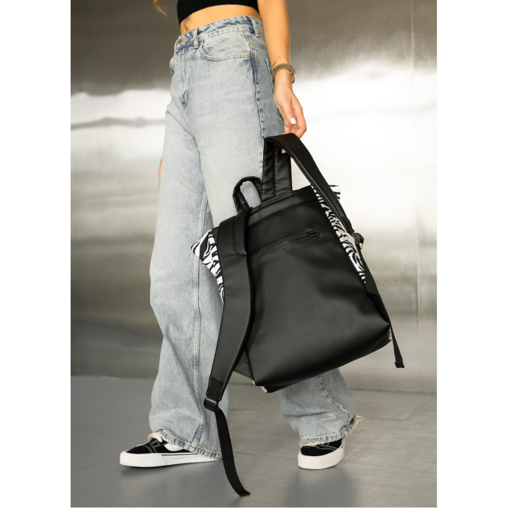 Жіночий рюкзак Sambag Roll Top One чорний принт "Zebra" 41 х 30 х 16 см (24208146)