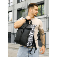 Чоловічий рюкзак Sambag Roll Top One чорний принт "Zebra" 41 х 30 х 16 см (24208146m)