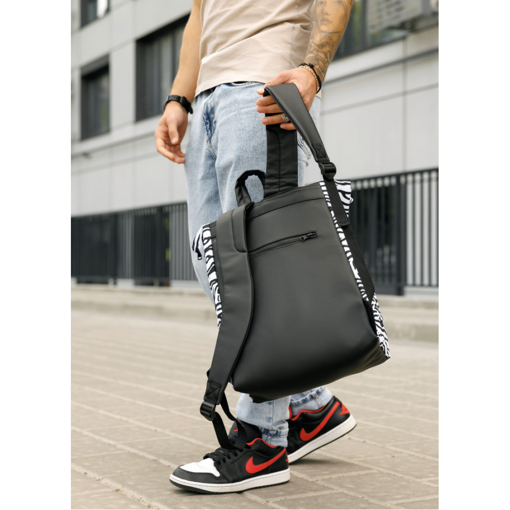 Чоловічий рюкзак Sambag Roll Top One чорний принт "Zebra" 41 х 30 х 16 см (24208146m)