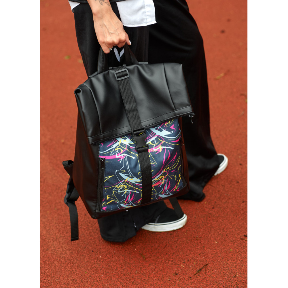 Женский рюкзак Sambag ROLLTOP ONE ABSTRACT черный 41 x 30 x 16 см (24208710)