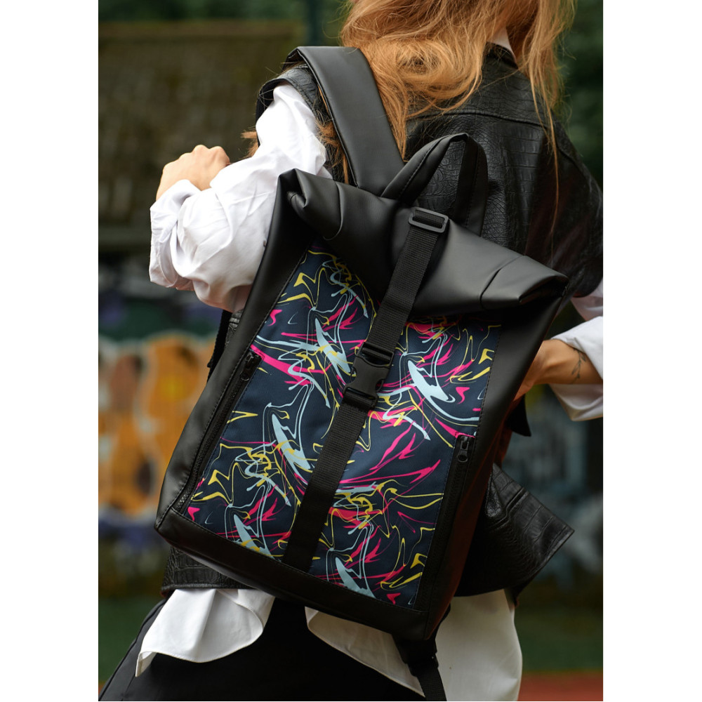 Женский рюкзак Sambag ROLLTOP ONE ABSTRACT черный 41 x 30 x 16 см (24208710)