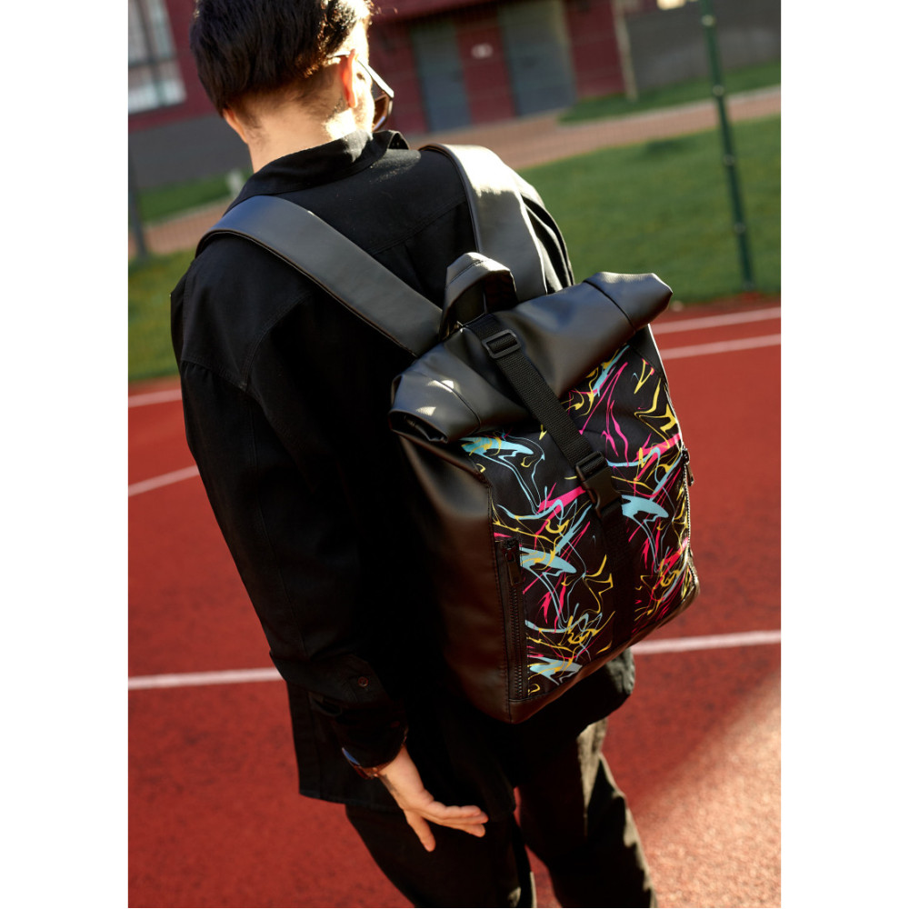 Чоловічий рюкзак Sambag ROLLTOP LZT ABSTRACT чорний 41 х 30 х 16 см (24208710m)