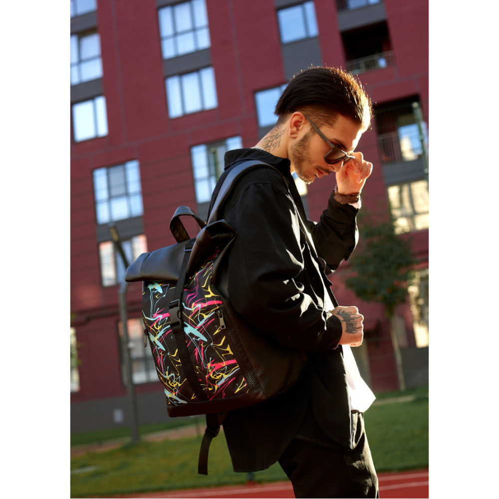 Чоловічий рюкзак Sambag ROLLTOP LZT ABSTRACT чорний 41 х 30 х 16 см (24208710m)