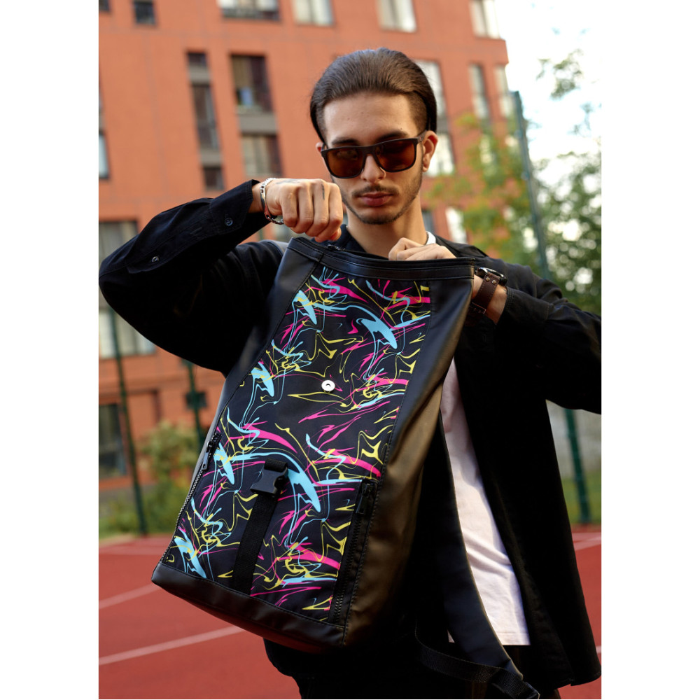 Чоловічий рюкзак Sambag ROLLTOP LZT ABSTRACT чорний 41 х 30 х 16 см (24208710m)