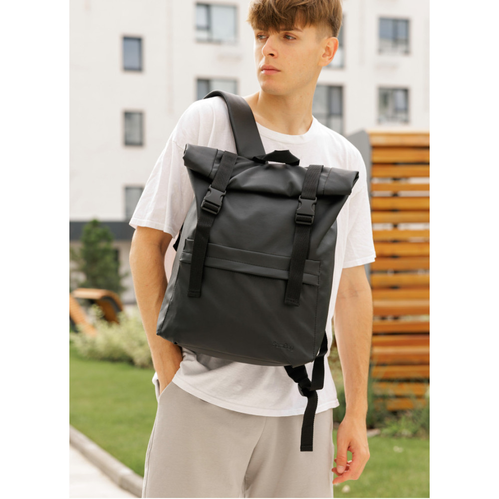 Чоловічий рюкзак Sambag RollTop LSHm чорний 43 х 31 х 14 см (24211001m)