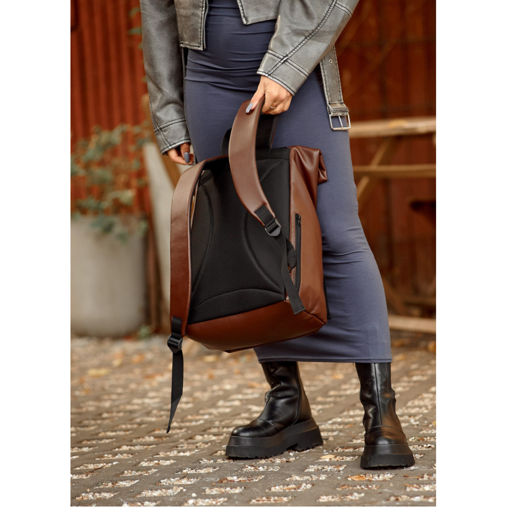 Жіночий рюкзак Sambag RollTop Milton шоколадний 41 х 30 х 16 см (24211020)