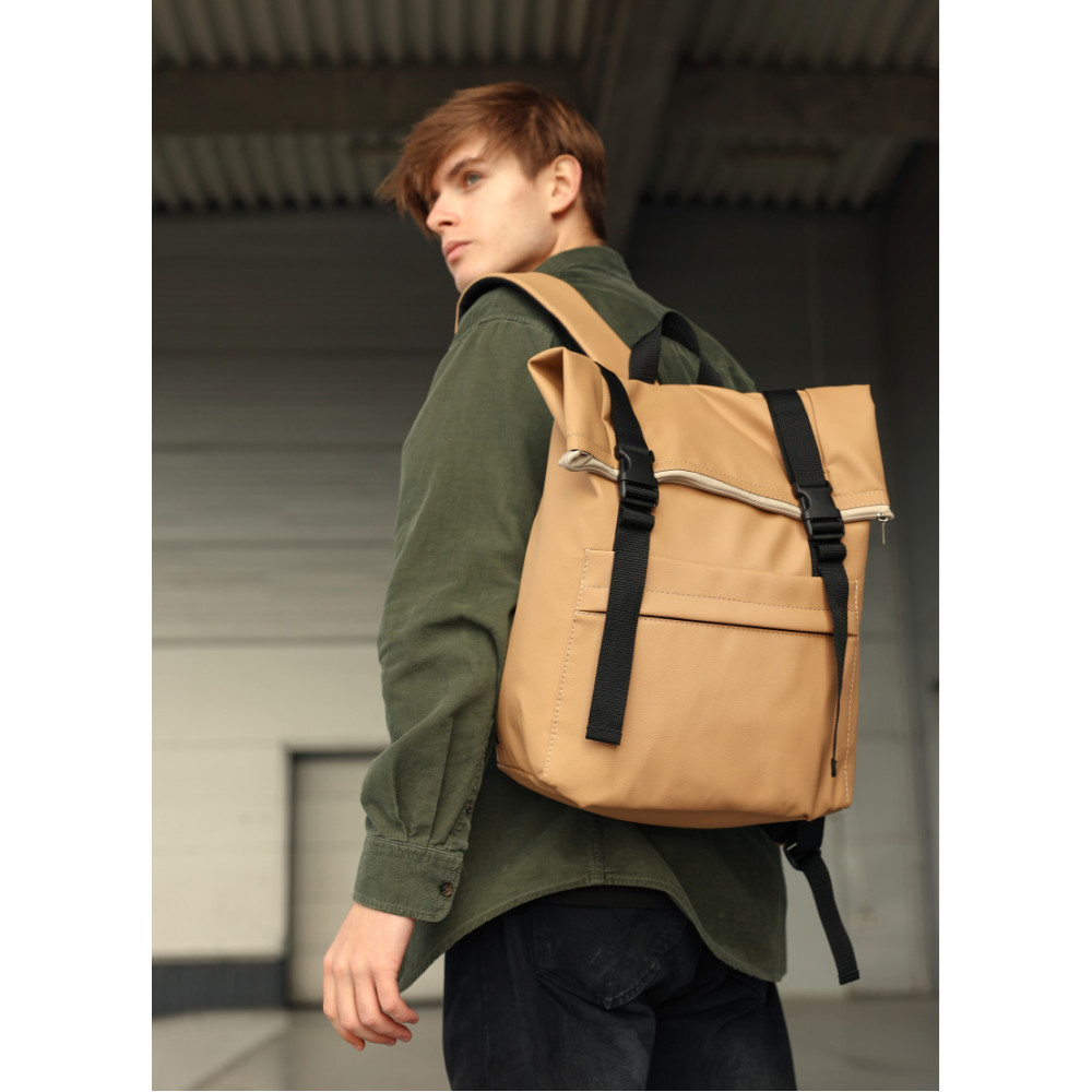 Чоловічий рюкзак Sambag RollTop MILTON бежевий 24211026m