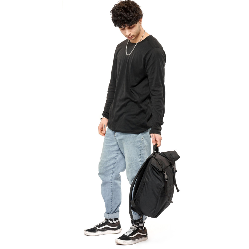 Чоловічий рюкзак Sambag RollTop Milton чорний тканевий 41 х 30 х 16 см (24211065m)