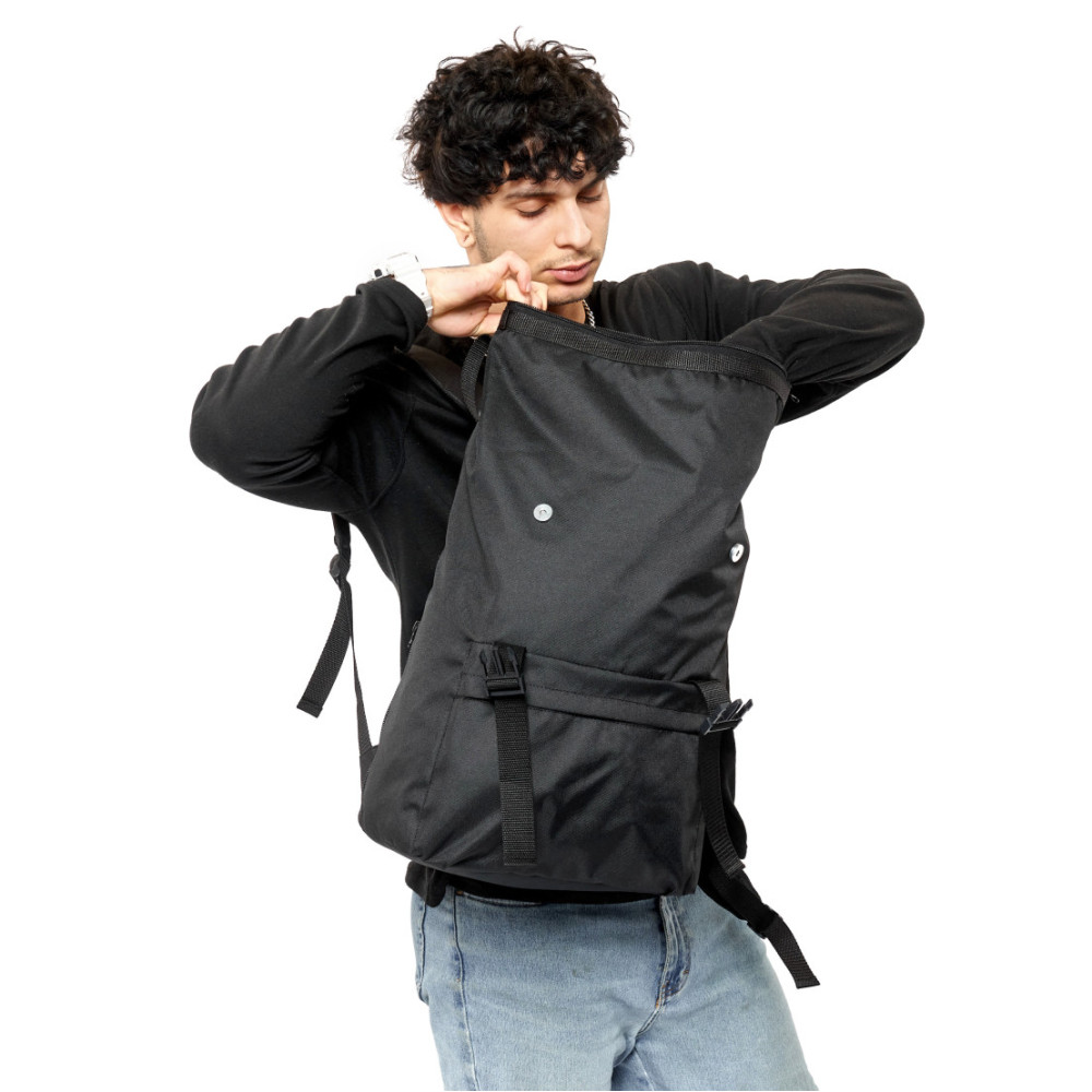 Чоловічий рюкзак Sambag RollTop Milton чорний тканевий 41 х 30 х 16 см (24211065m)