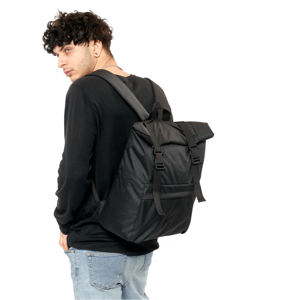 Чоловічий рюкзак Sambag RollTop Milton чорний тканевий 41 х 30 х 16 см (24211065m)