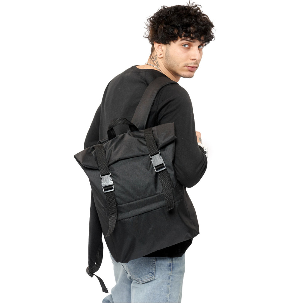 Чоловічий рюкзак Sambag RollTop Milton чорний тканевий 41 х 30 х 16 см (24211065m)