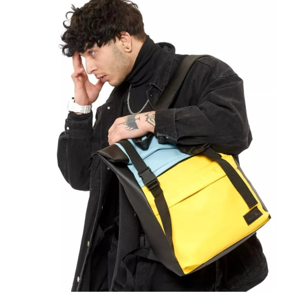 Чоловічий рюкзак Sambag RollTop LTH блакитний з жовтим 41 х 30 х 16 см (24231610m)