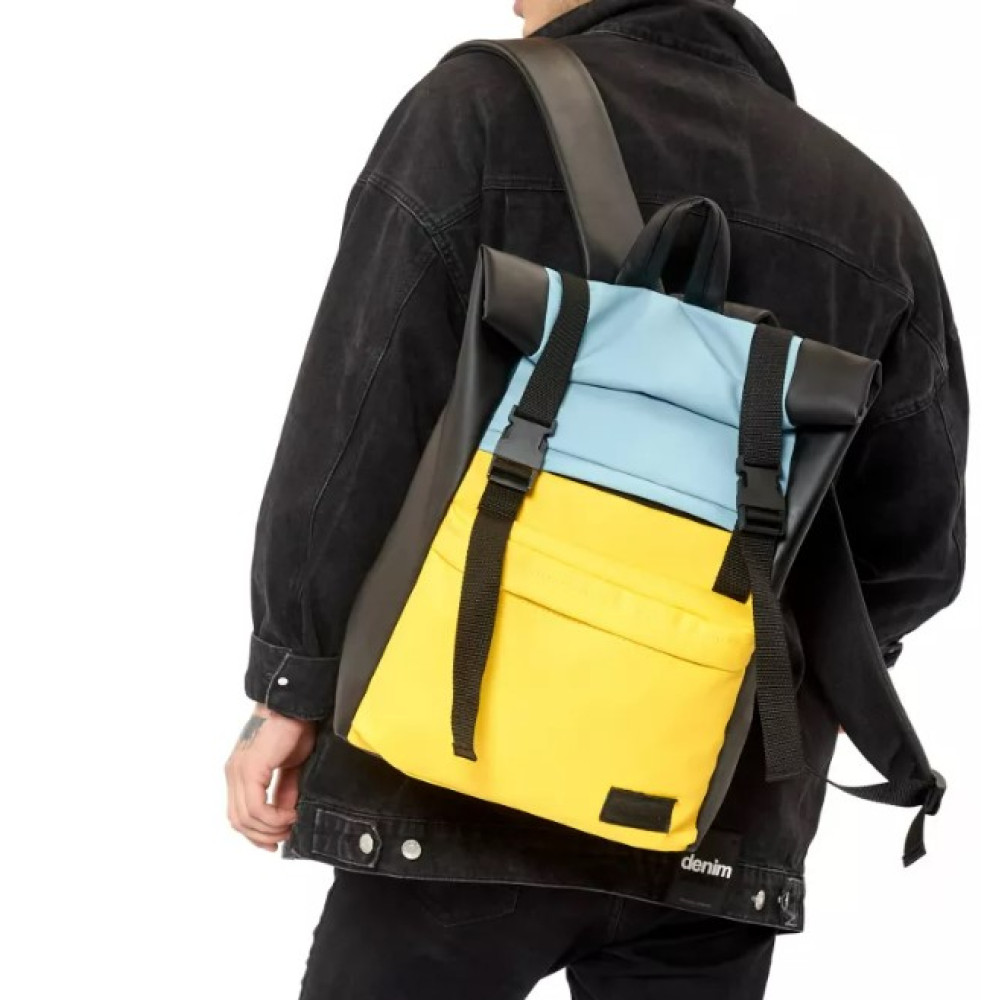 Чоловічий рюкзак Sambag RollTop LTH блакитний з жовтим 41 х 30 х 16 см (24231610m)