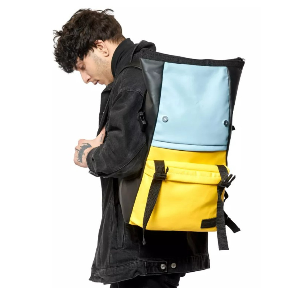 Чоловічий рюкзак Sambag RollTop LTH блакитний з жовтим 41 х 30 х 16 см (24231610m)