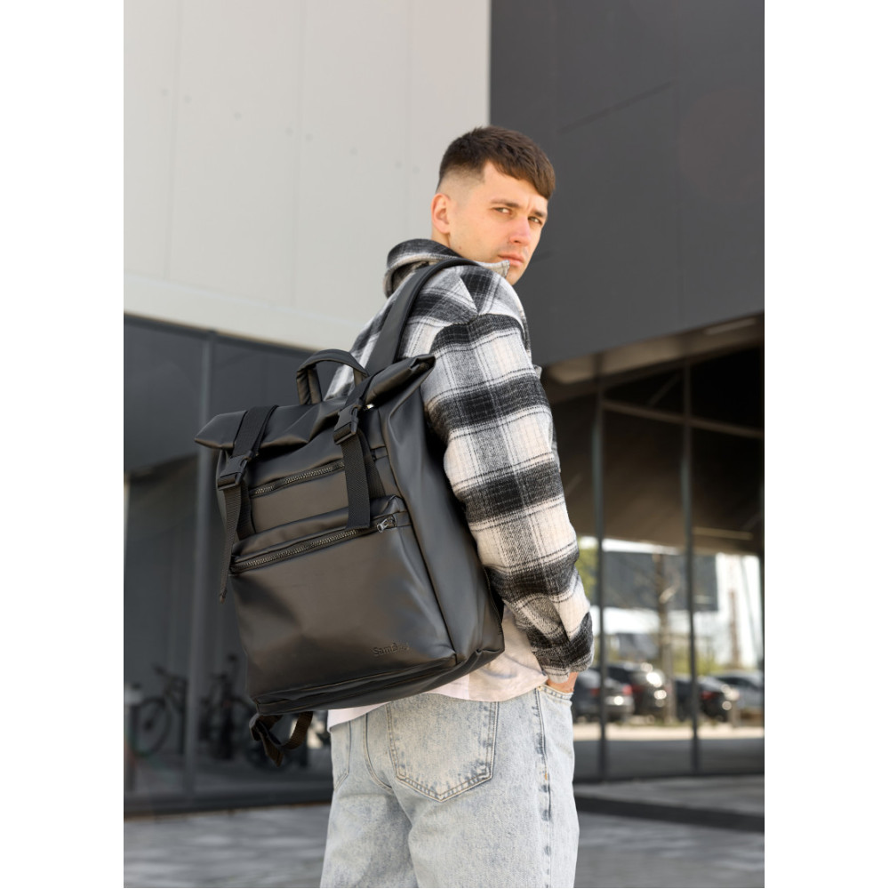 Чоловічий рюкзак Sambag RollTop LTTm чорний 43 х 31 х 14 см (24238001m)