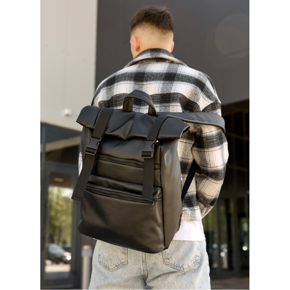 Чоловічий рюкзак Sambag RollTop LTTm чорний 43 х 31 х 14 см (24238001m)