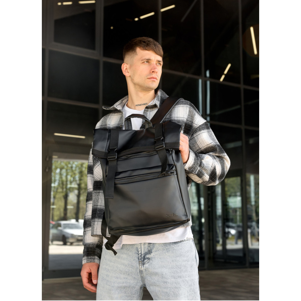 Чоловічий рюкзак Sambag RollTop LTTm чорний 43 х 31 х 14 см (24238001m)