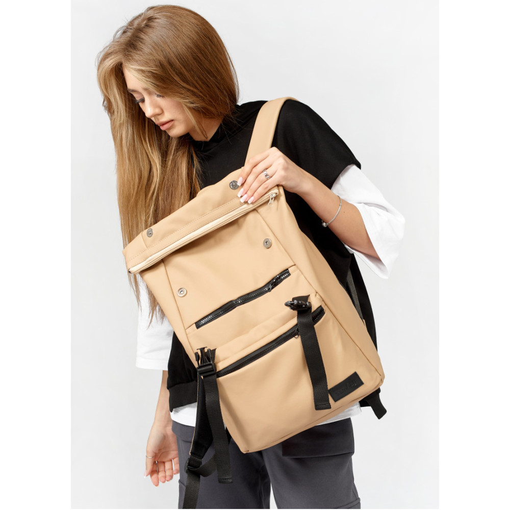 Жіночий рюкзак ролл Sambag Roll Top Zard бежевий 41 х 30 х 16 см (24238026)