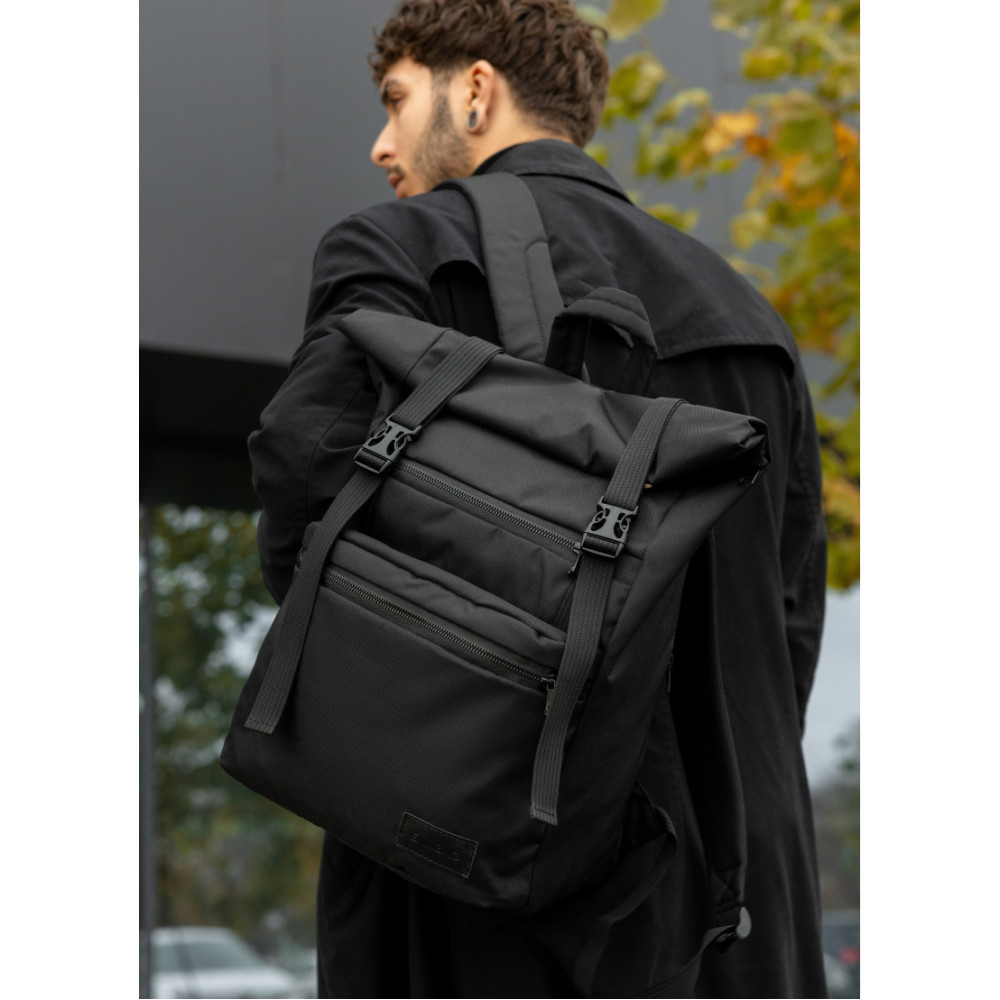 Мужской рюкзак Sambag RollTop ZARD черный тканевый 41 х 30 х 16 см (24238065m)