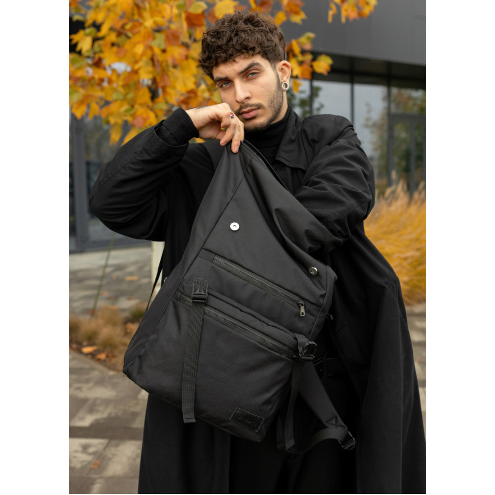 Мужской рюкзак Sambag RollTop ZARD черный тканевый 41 х 30 х 16 см (24238065m)
