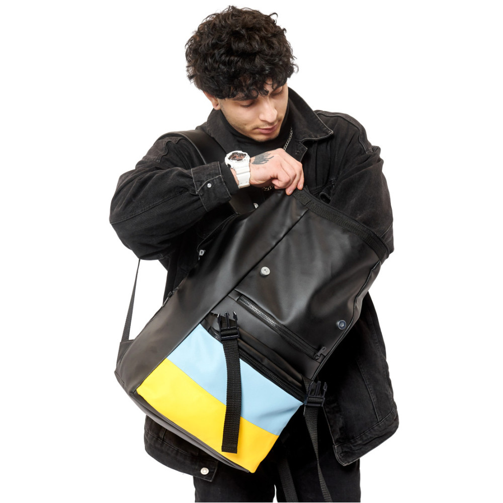 Чоловічий рюкзак Sambag ROLLTOP LTH чорний з прапором України 41 х 30 х 16 см (24238611m)
