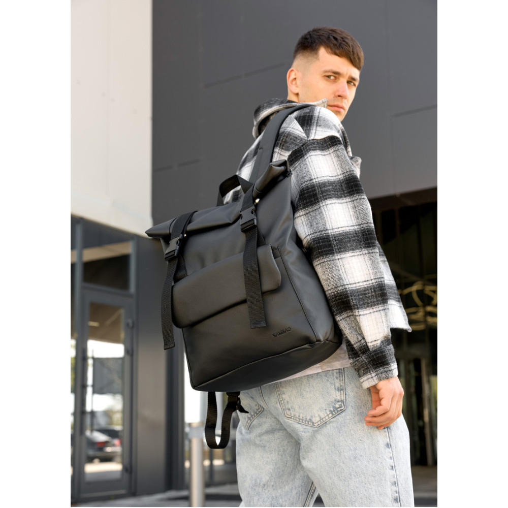 Чоловічий рюкзак Sambag RollTop Milton чорний 41 х 30 х 16 см (24251001m)