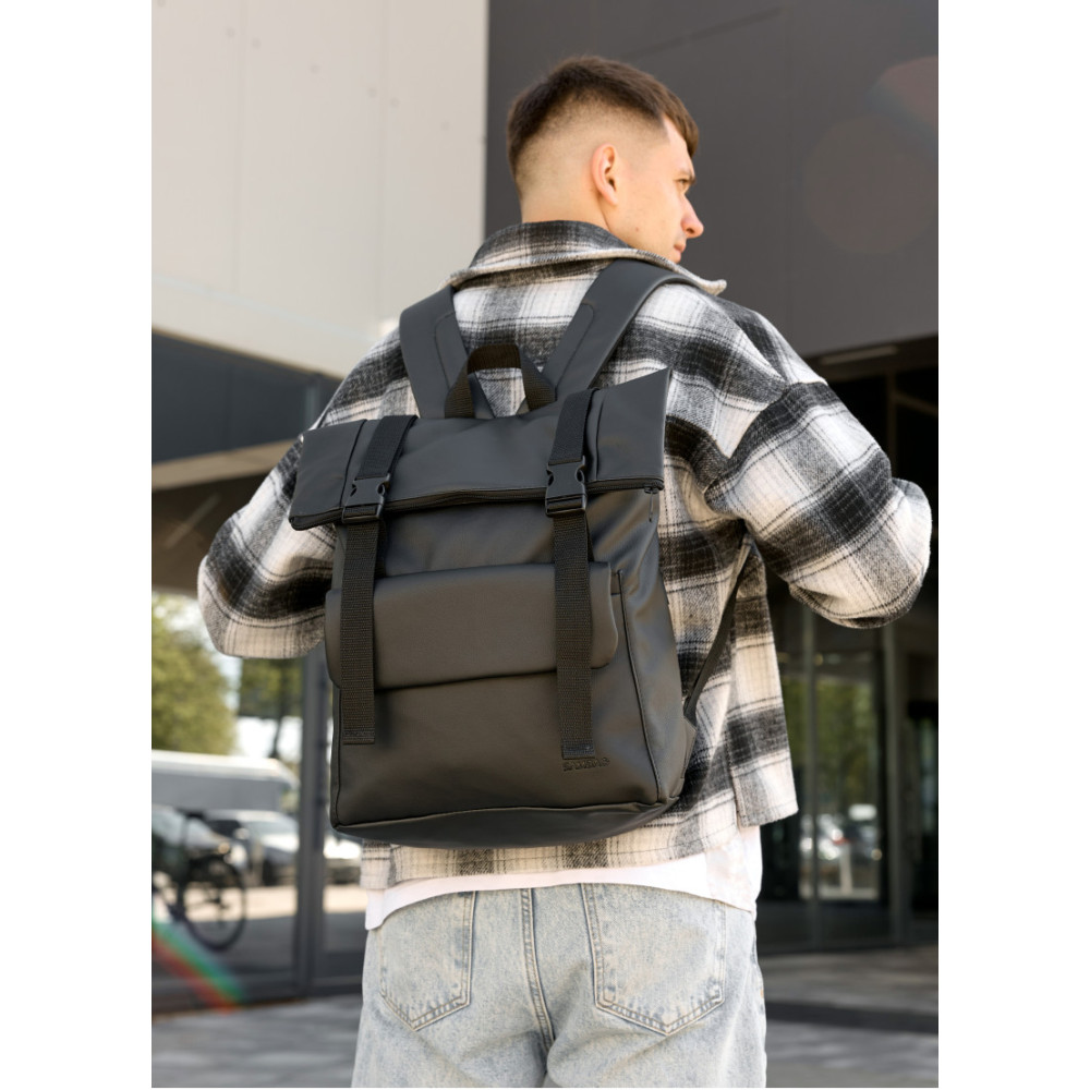 Чоловічий рюкзак Sambag RollTop Milton чорний 41 х 30 х 16 см (24251001m)